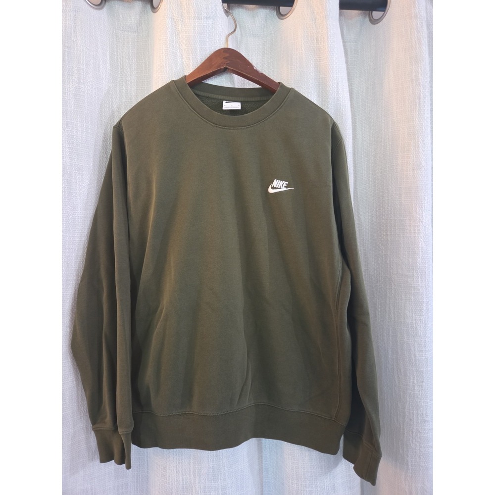 Nike Sportswear Men's Long Sleeve Crew Neck Pullover Casual Solid Green Size M